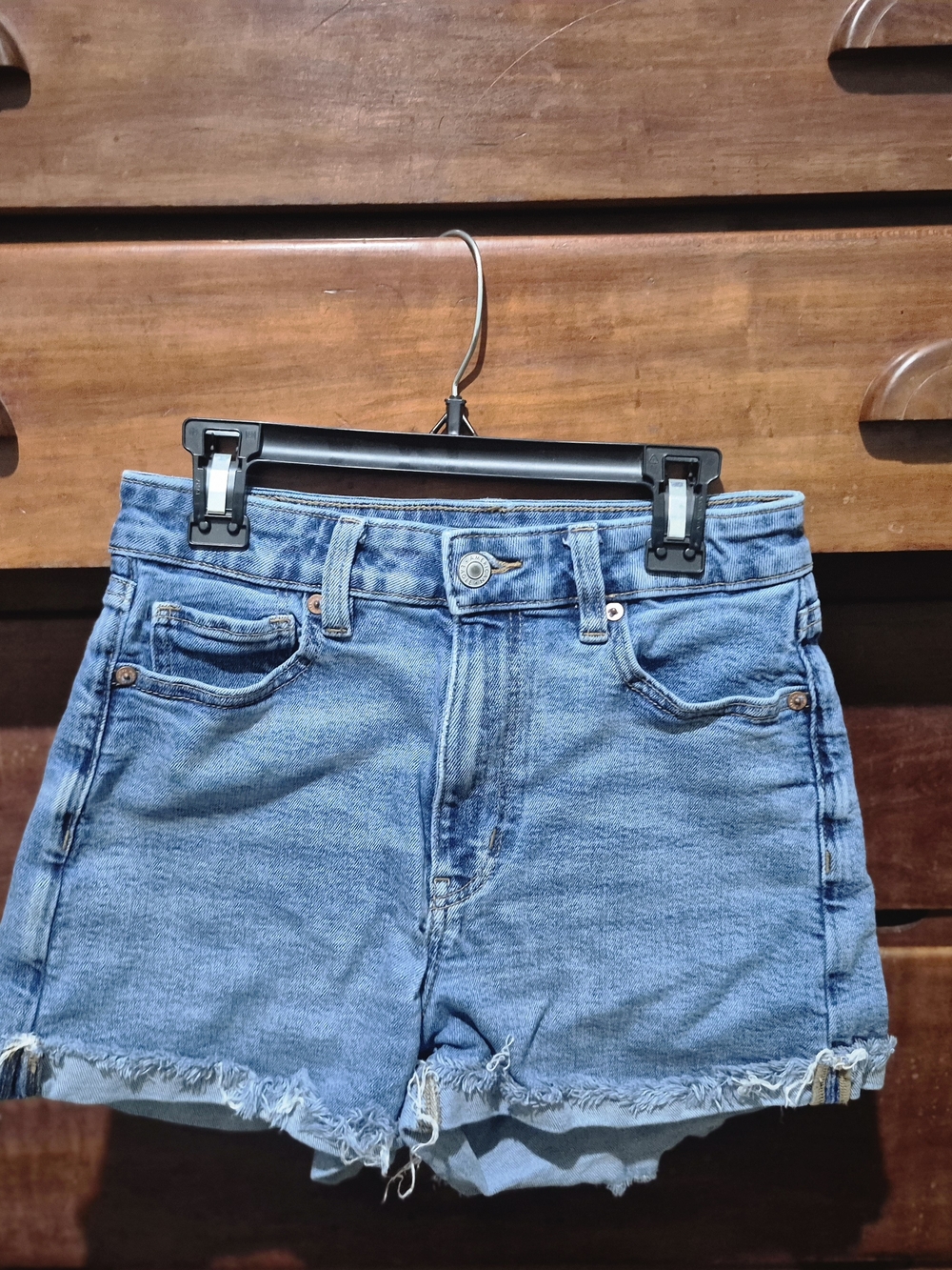 American Eagle Outfitters Light Blue Denim High-Rise Cutoff Shorts